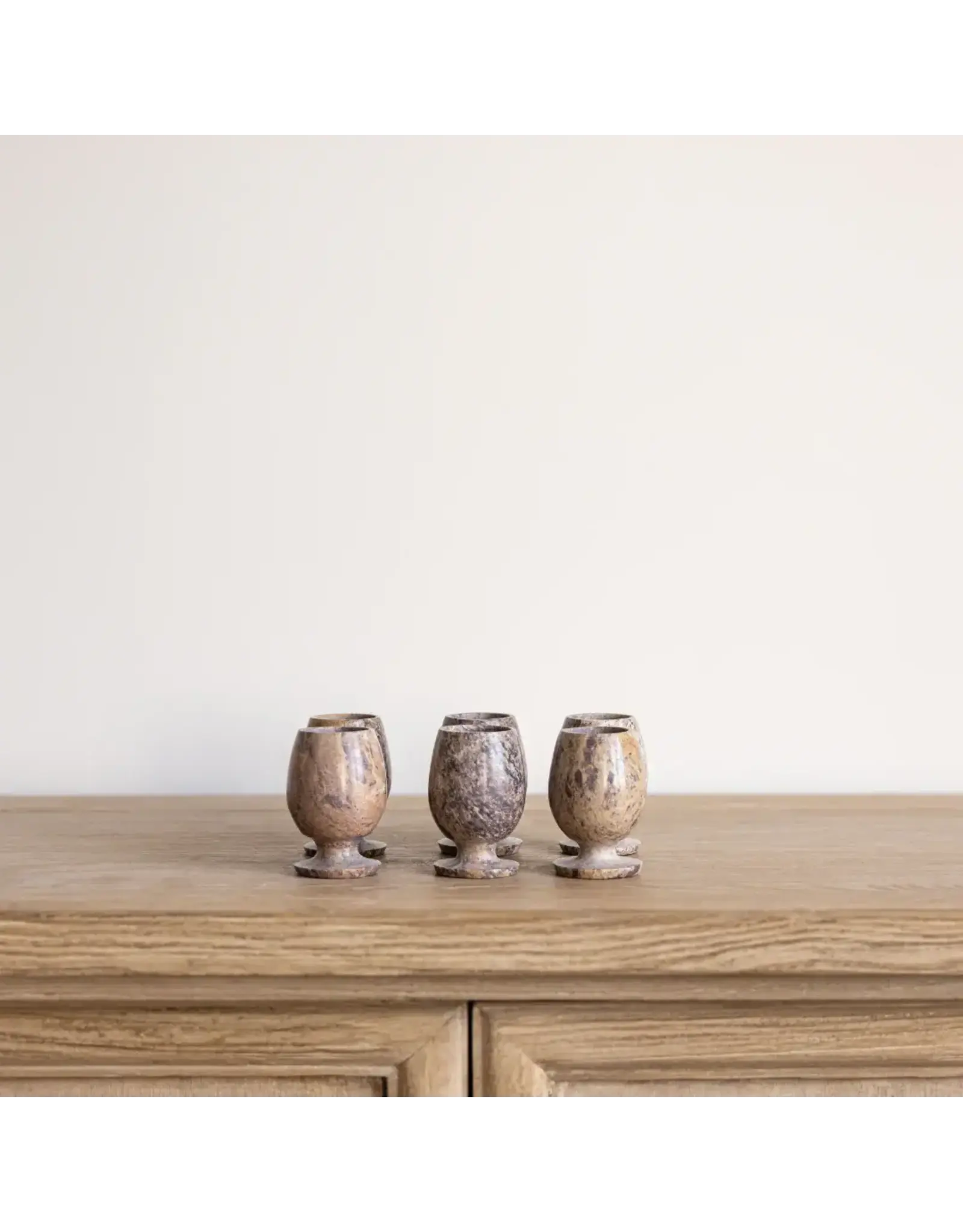 Brown Soapstone Shot Glasses Set of 6