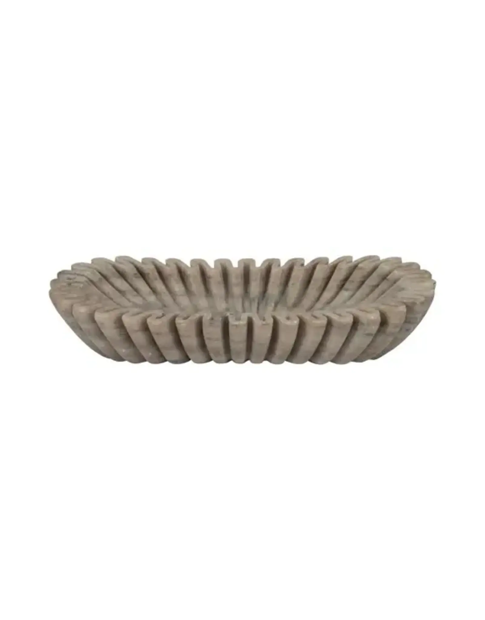 Brown Marble Ruffled Oval Bowl