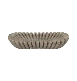 Brown Marble Ruffled Oval Bowl