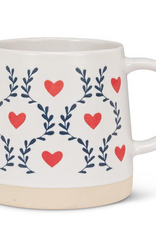 Wide Base Mug with Scandi Hearts & Leaves