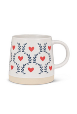 Wide Base Mug with Scandi Hearts & Leaves