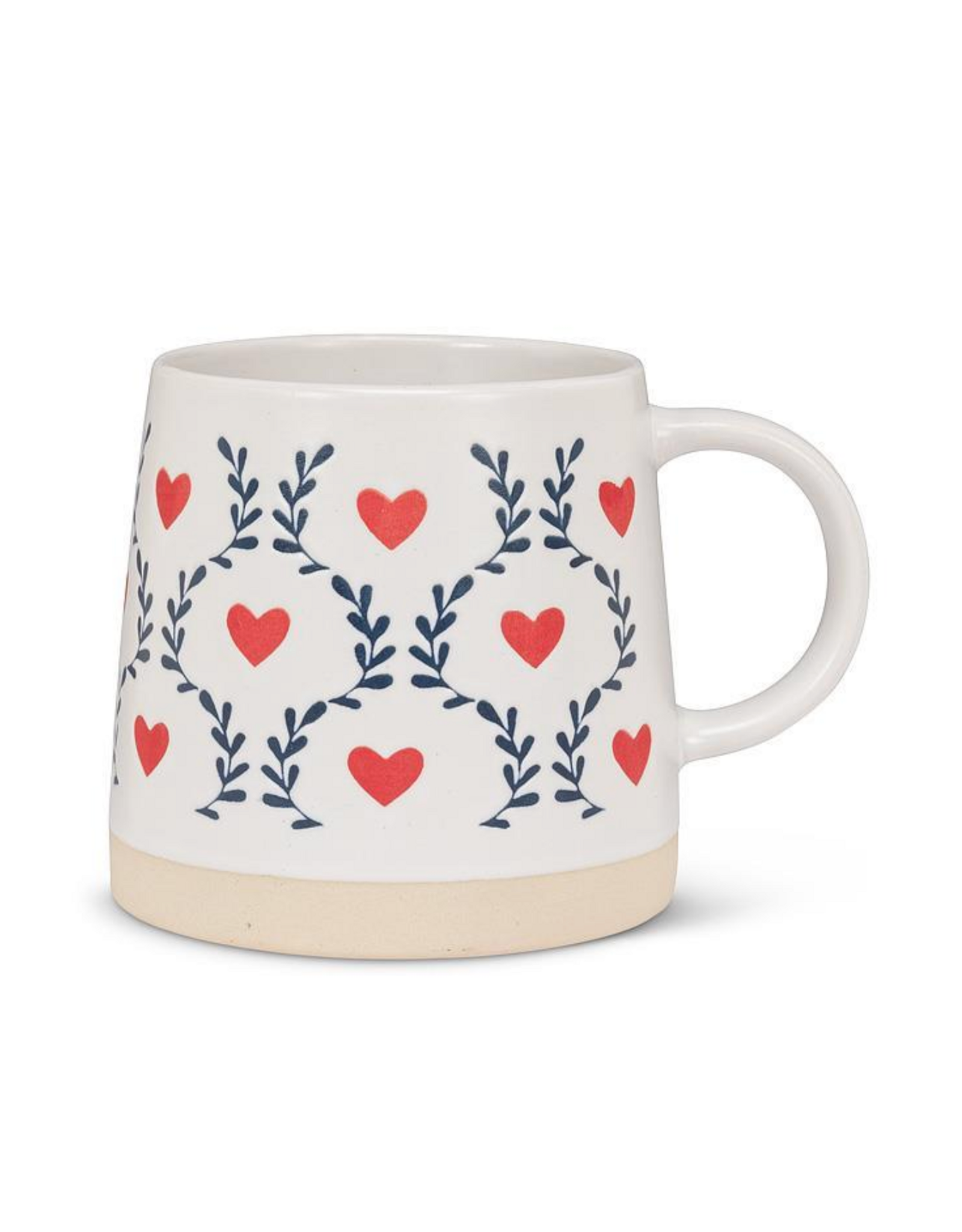 Wide Base Mug with Scandi Hearts & Leaves