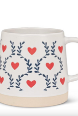 Wide Base Mug with Scandi Hearts & Leaves