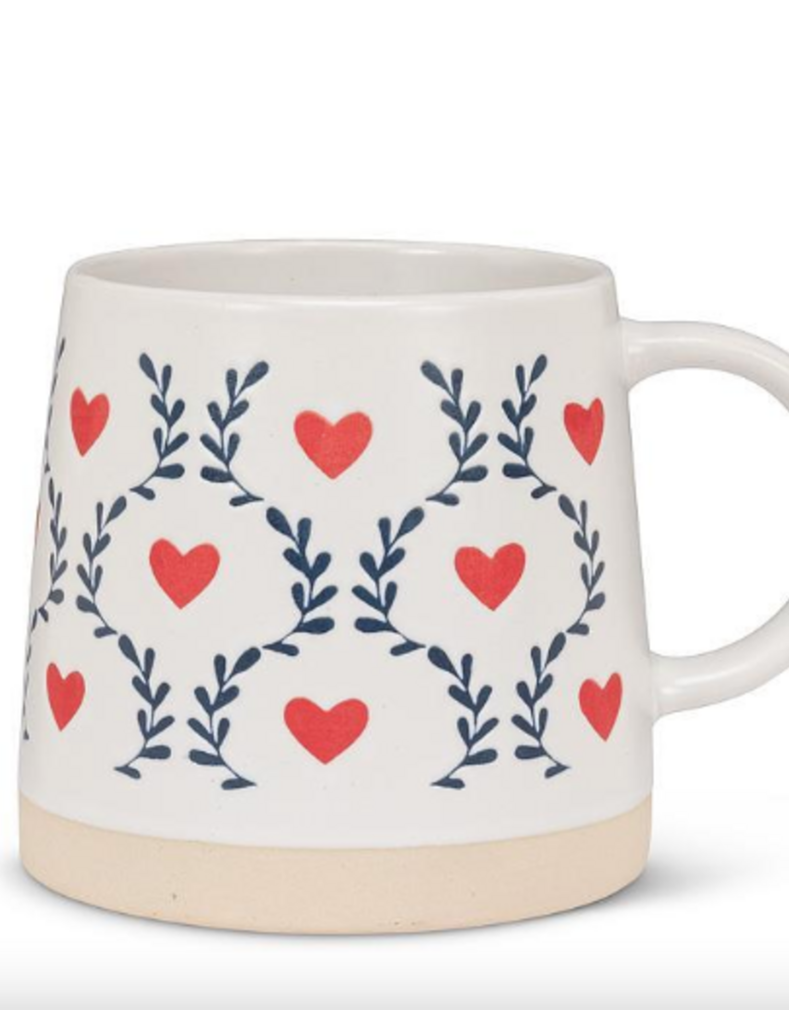 Wide Base Mug with Scandi Hearts & Leaves
