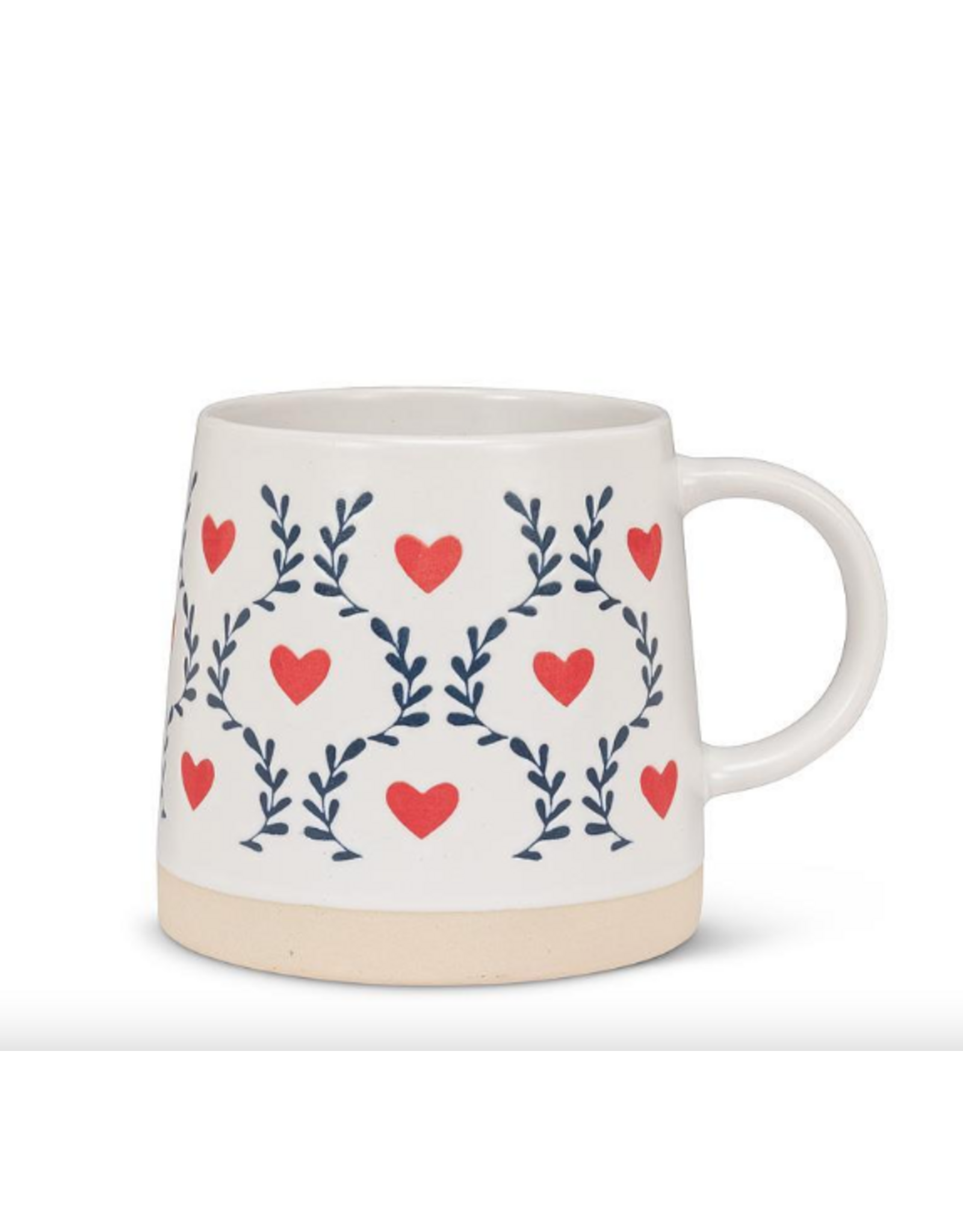 Wide Base Mug with Scandi Hearts & Leaves