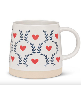 Wide Base Mug with Scandi Hearts & Leaves