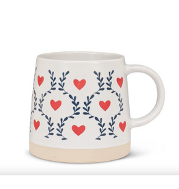Wide Base Mug with Scandi Hearts & Leaves