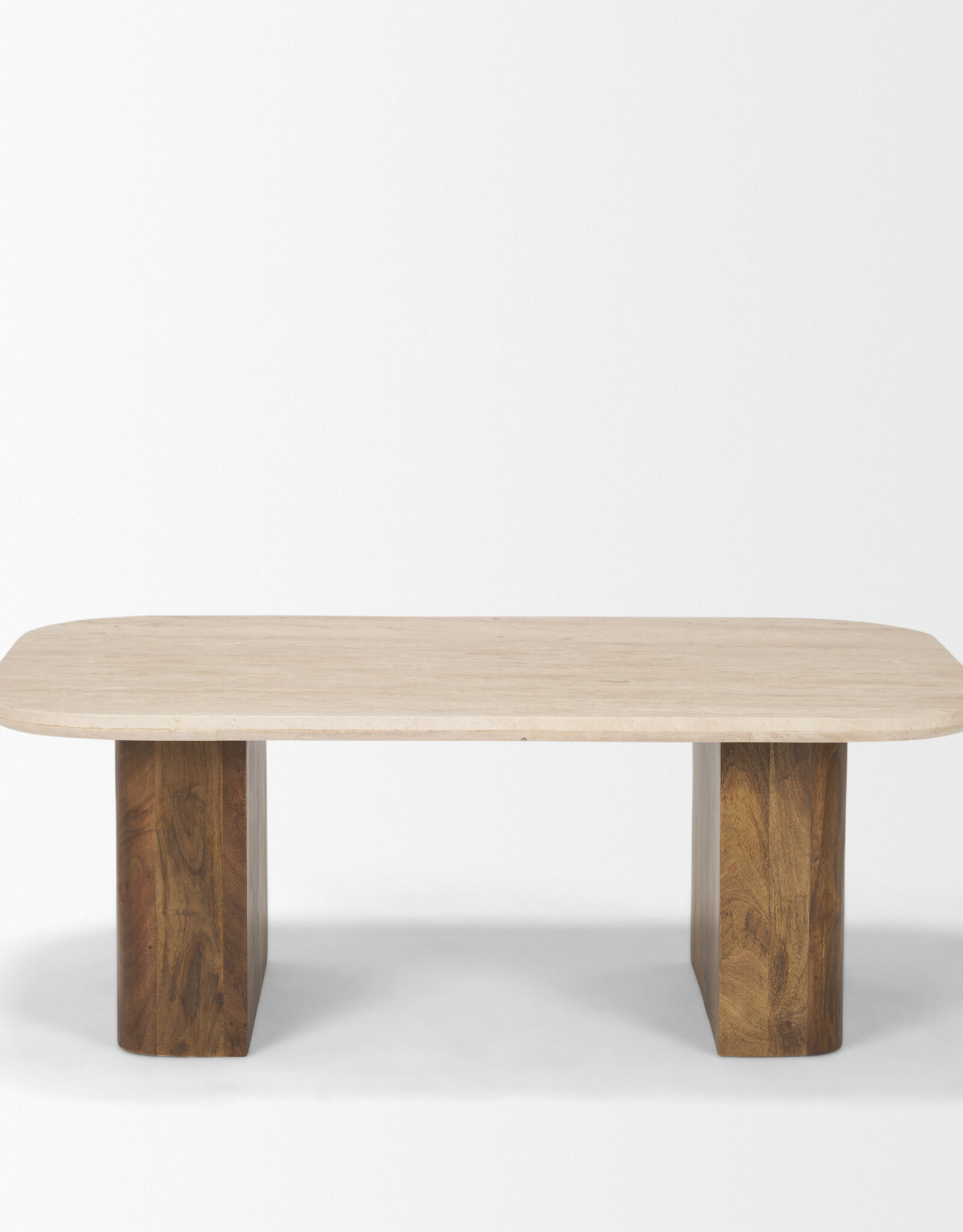 Symona Travertine and Mango Wood Coffee Table