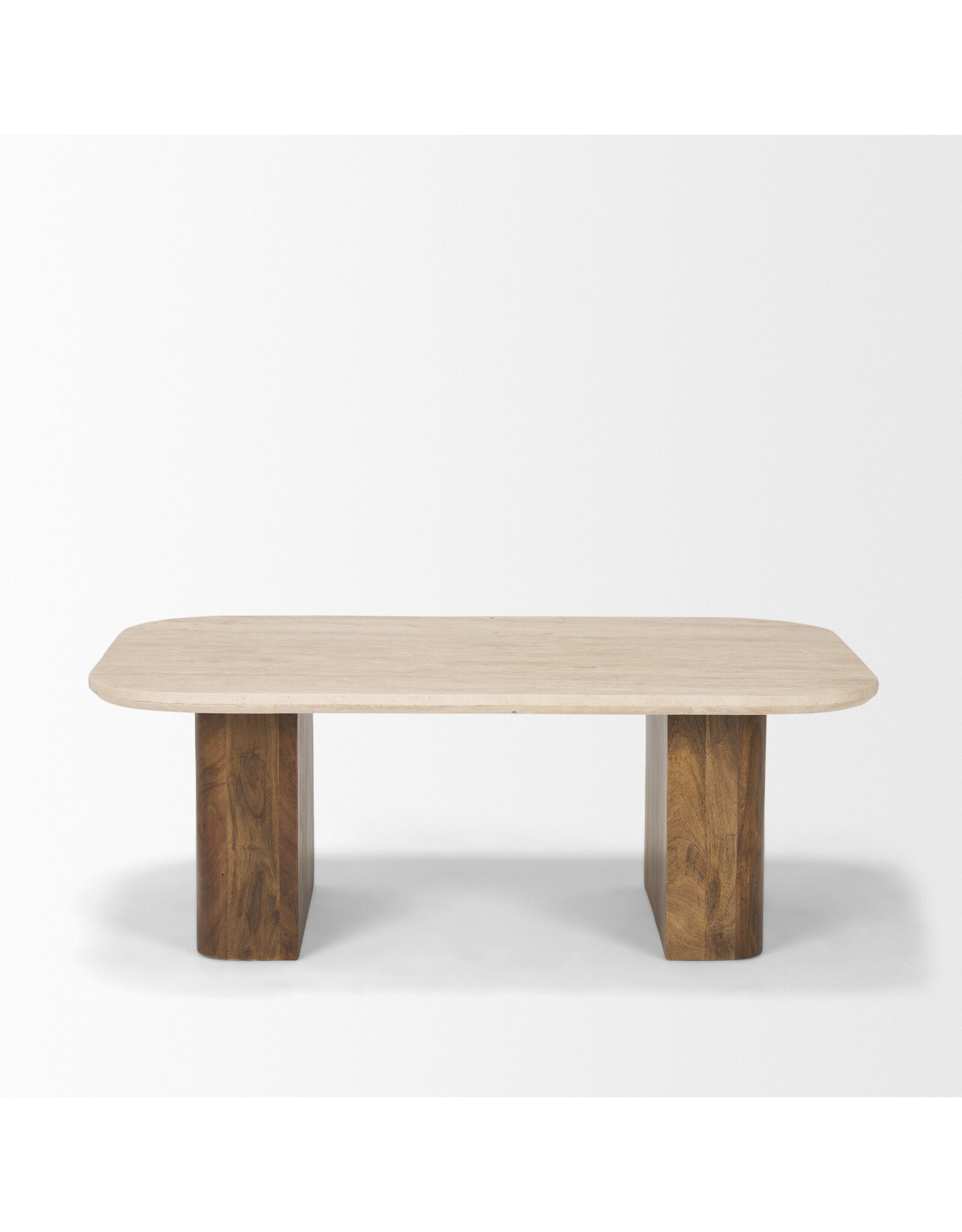 Symona Travertine and Mango Wood Coffee Table