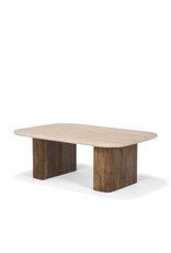 Symona Travertine and Mango Wood Coffee Table