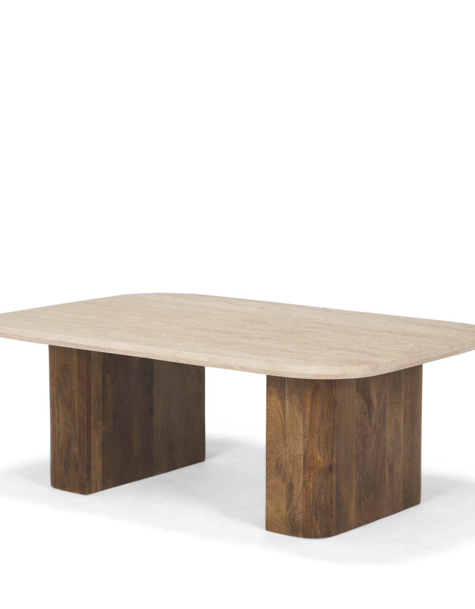 Symona Travertine and Mango Wood Coffee Table