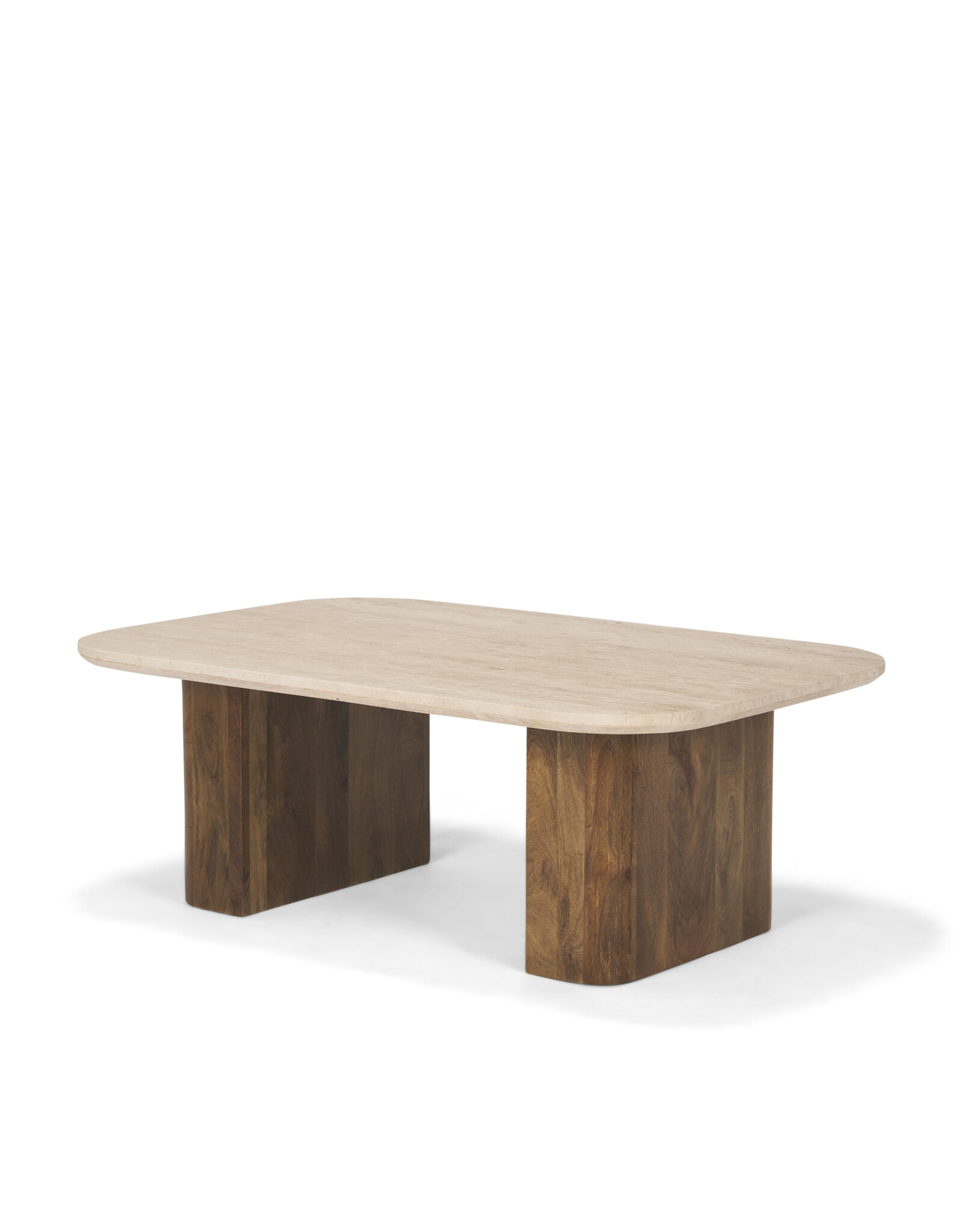 Symona Travertine and Mango Wood Coffee Table
