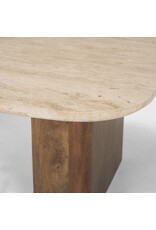 Symona Travertine and Mango Wood Coffee Table