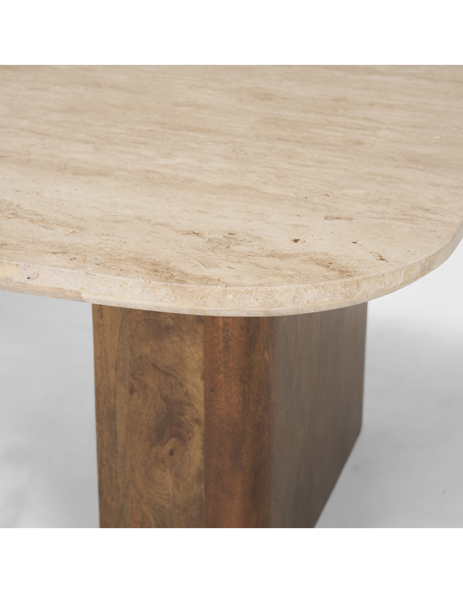 Symona Travertine and Mango Wood Coffee Table
