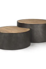 Eclipse Gunmetal Gray & Wood Top Nested Coffee Table