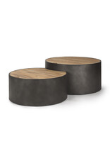 Eclipse Gunmetal Gray & Wood Top Nested Coffee Table