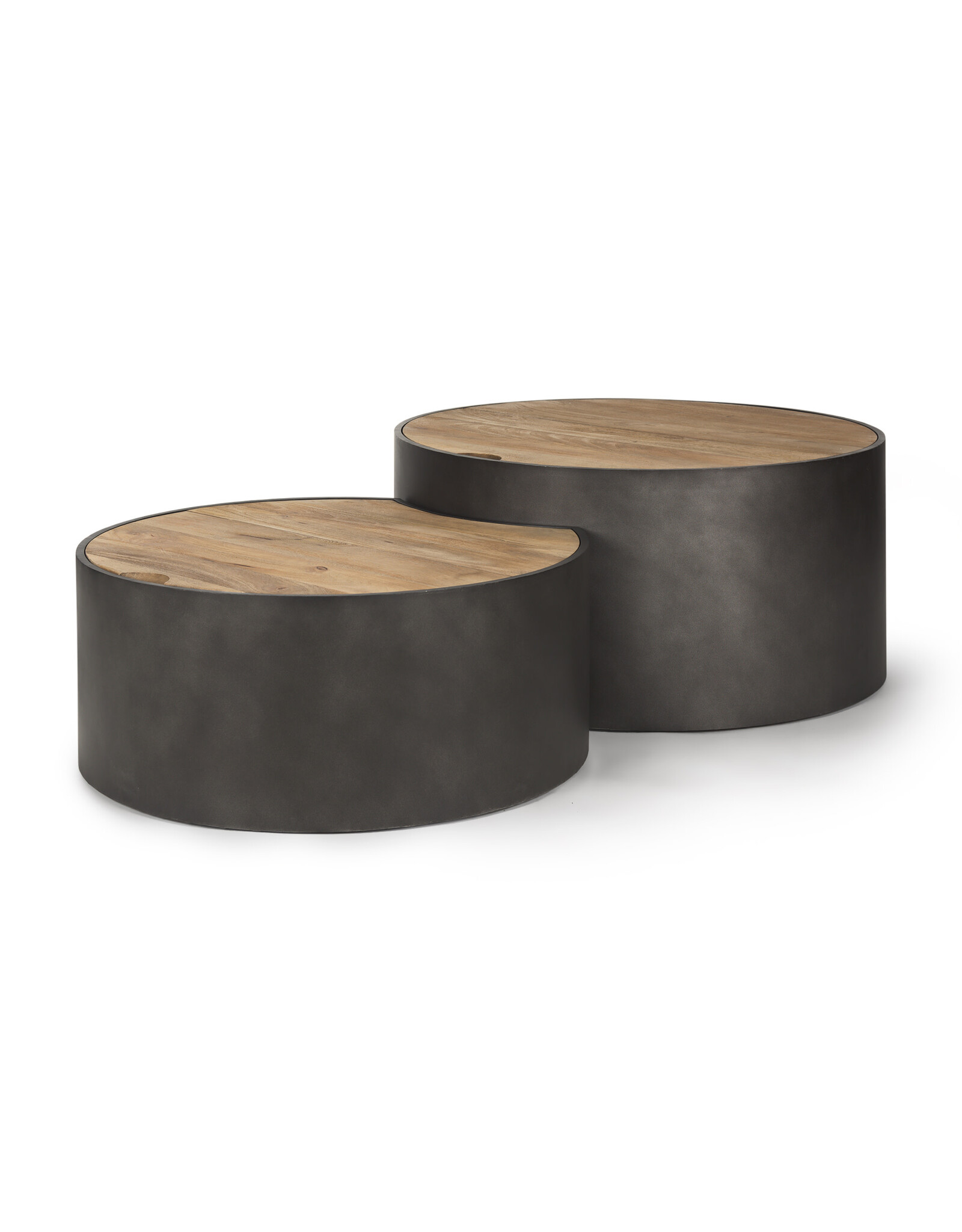 Eclipse Gunmetal Gray & Wood Top Nested Coffee Table