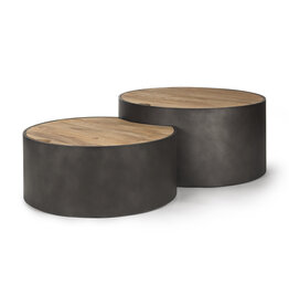 Eclipse Gunmetal Gray & Wood Top Nested Coffee Table