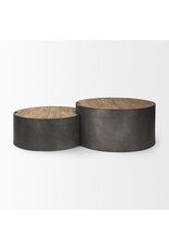 Eclipse Gunmetal Gray & Wood Top Nested Coffee Table