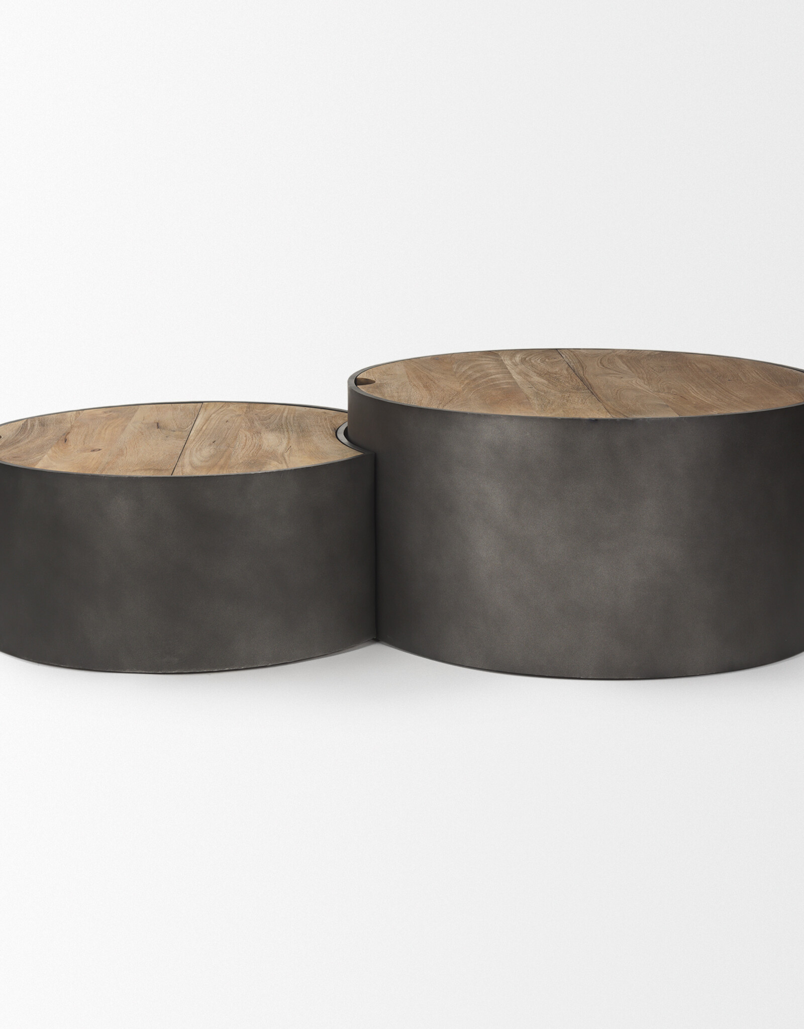 Eclipse Gunmetal Gray & Wood Top Nested Coffee Table