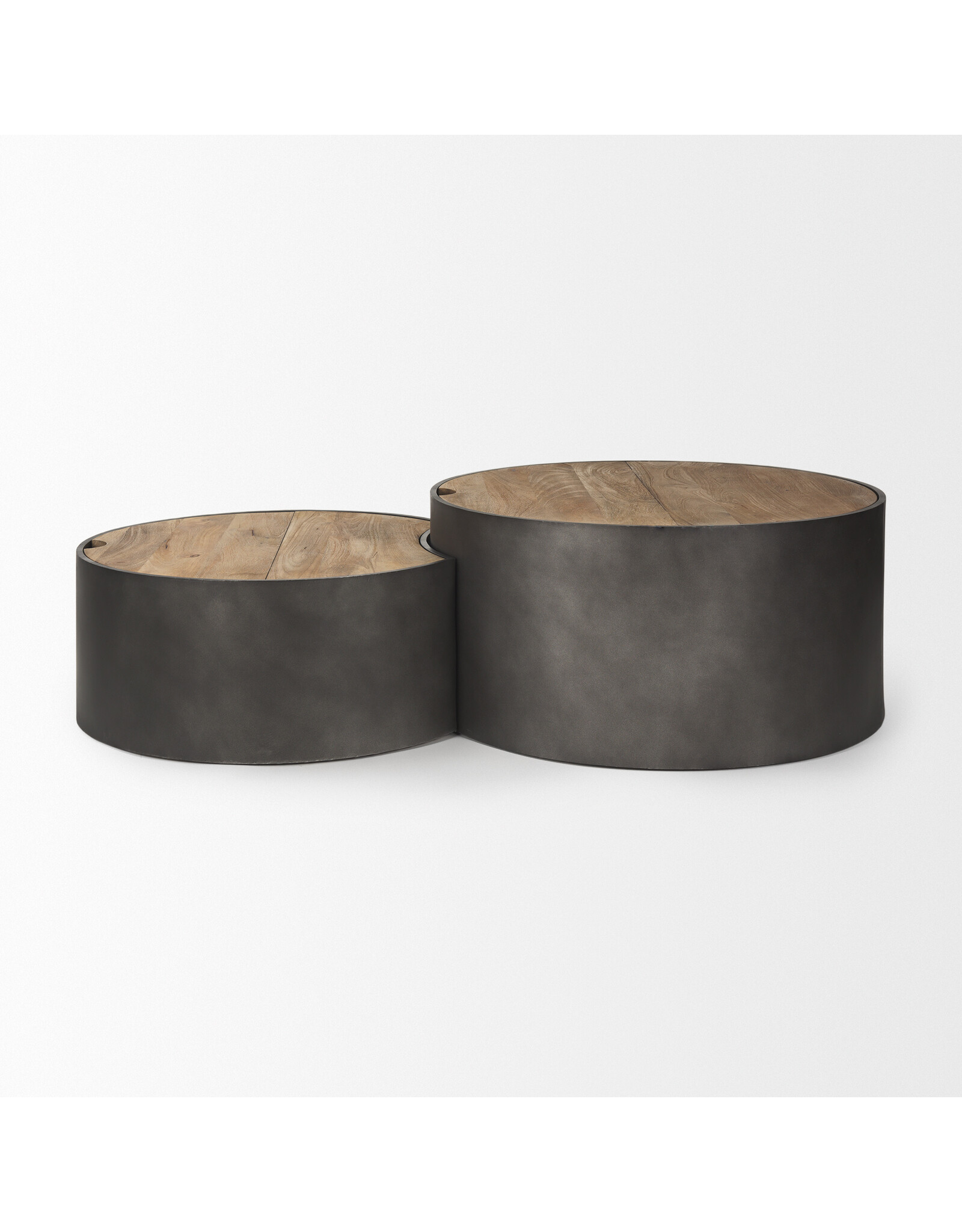Eclipse Gunmetal Gray & Wood Top Nested Coffee Table
