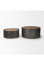 Eclipse Gunmetal Gray & Wood Top Nested Coffee Table