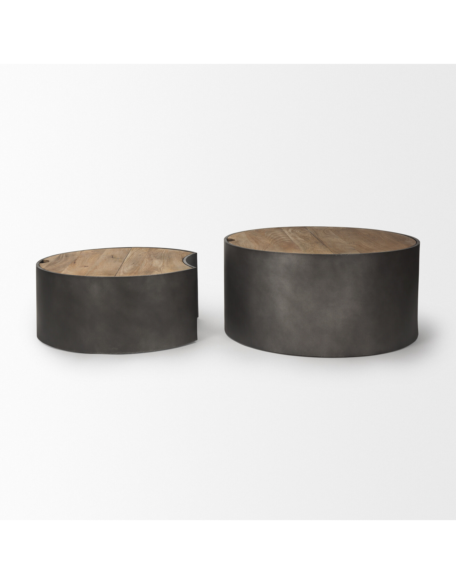 Eclipse Gunmetal Gray & Wood Top Nested Coffee Table