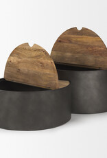 Eclipse Gunmetal Gray & Wood Top Nested Coffee Table