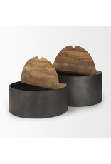 Eclipse Gunmetal Gray & Wood Top Nested Coffee Table