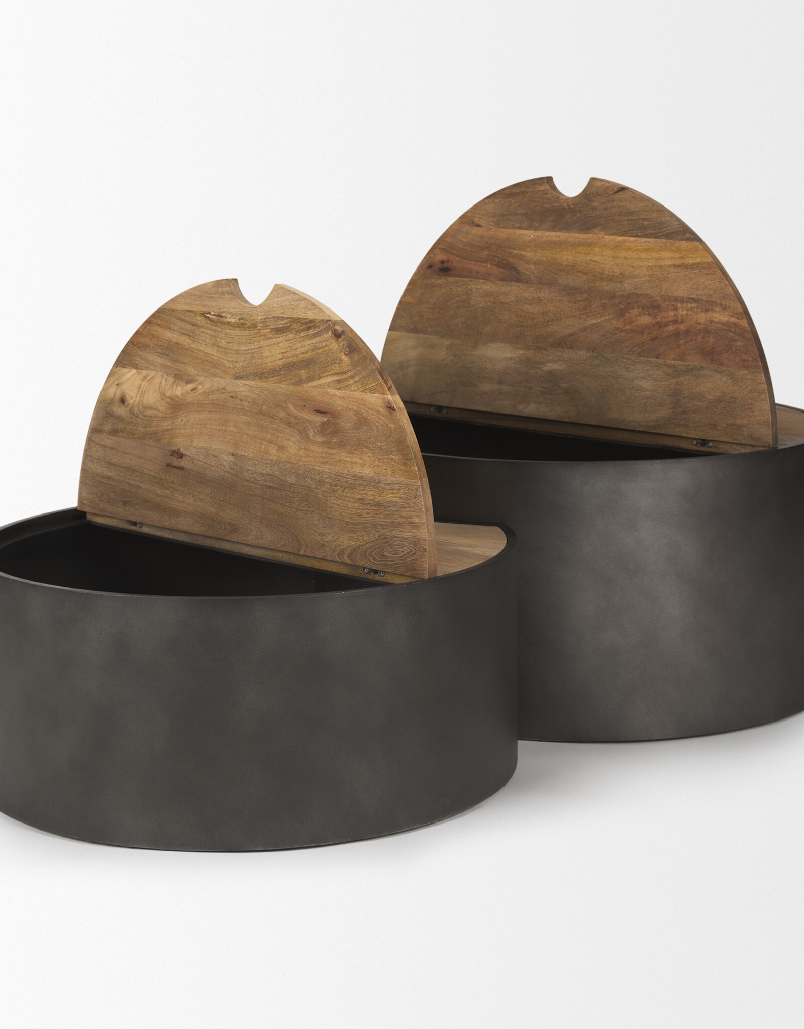 Eclipse Gunmetal Gray & Wood Top Nested Coffee Table