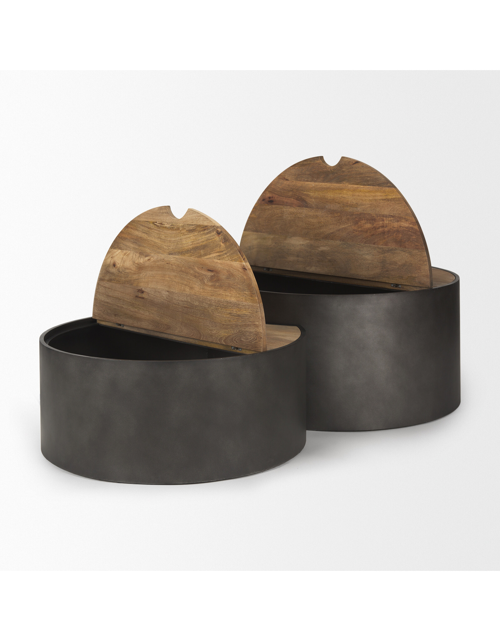 Eclipse Gunmetal Gray & Wood Top Nested Coffee Table
