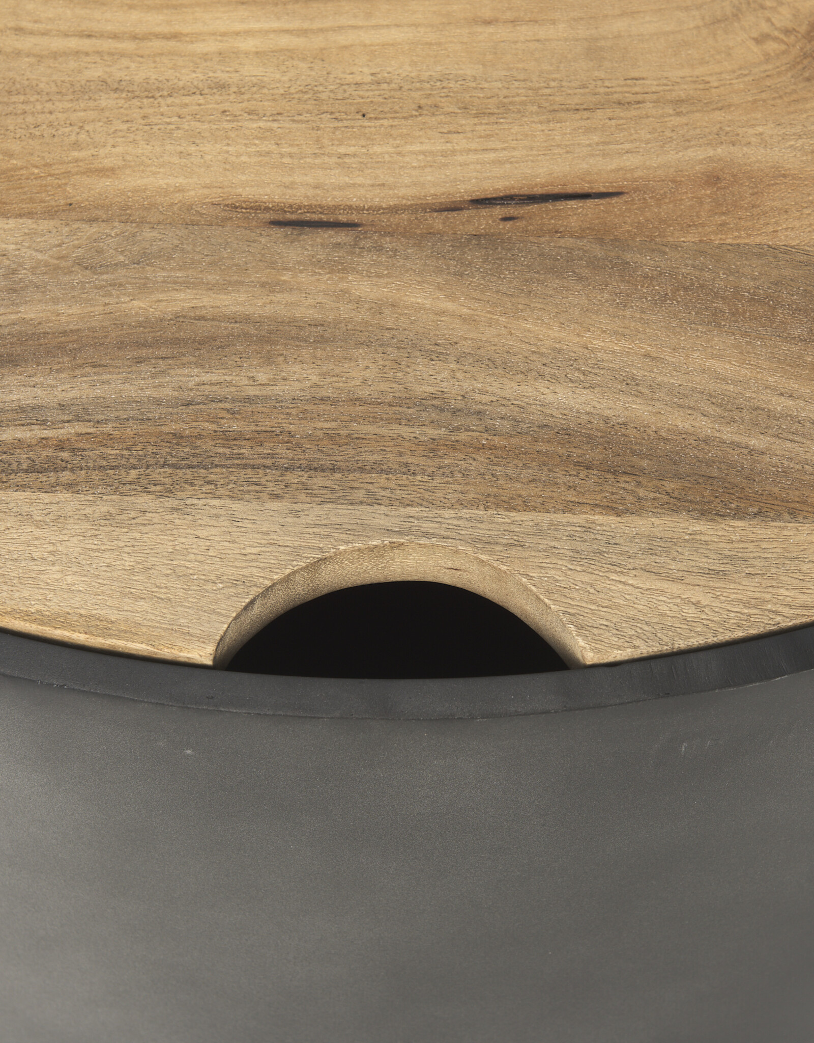 Eclipse Gunmetal Gray & Wood Top Nested Coffee Table