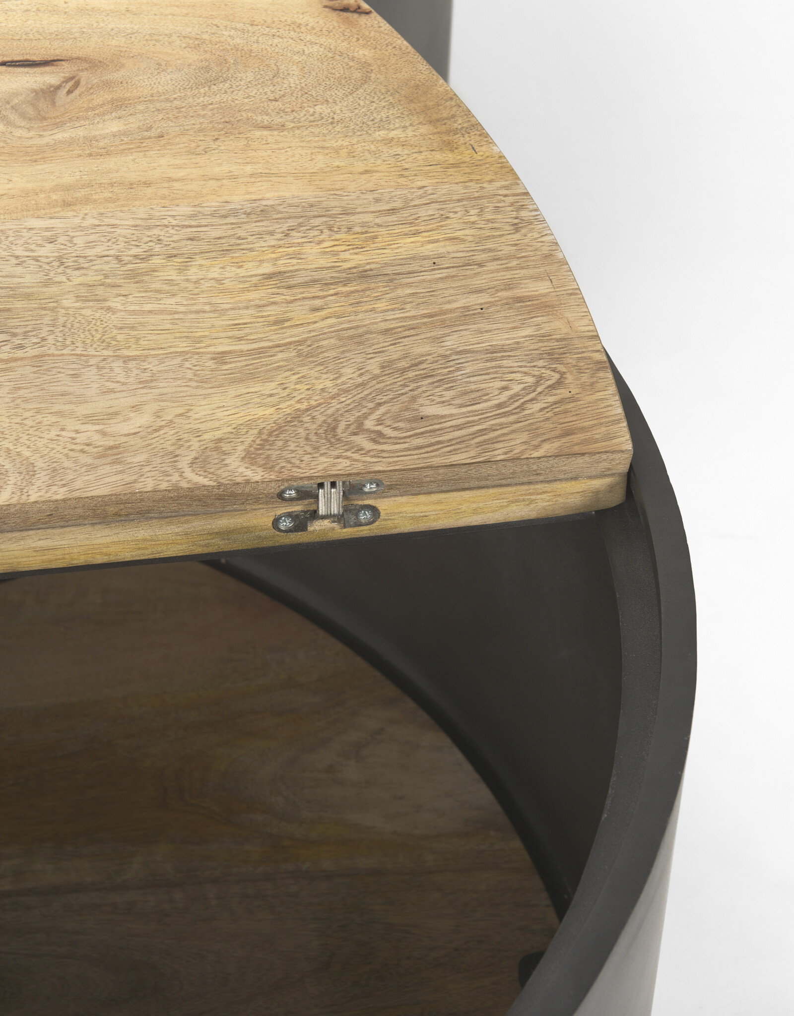 Eclipse Gunmetal Gray & Wood Top Nested Coffee Table