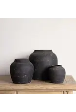 Leon Black Wash Round Pot, Small