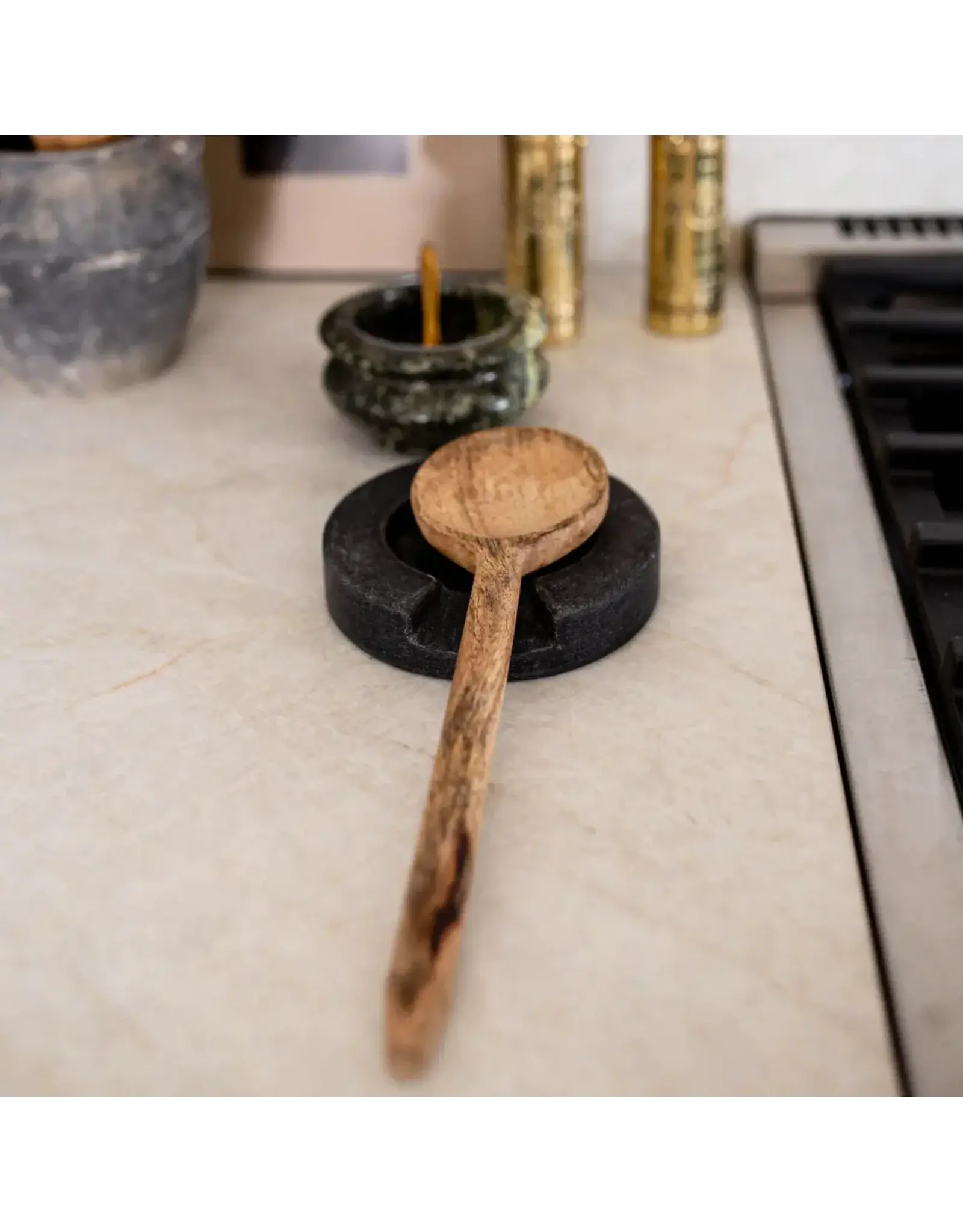 Charcoal Marble Round Spoon Rest