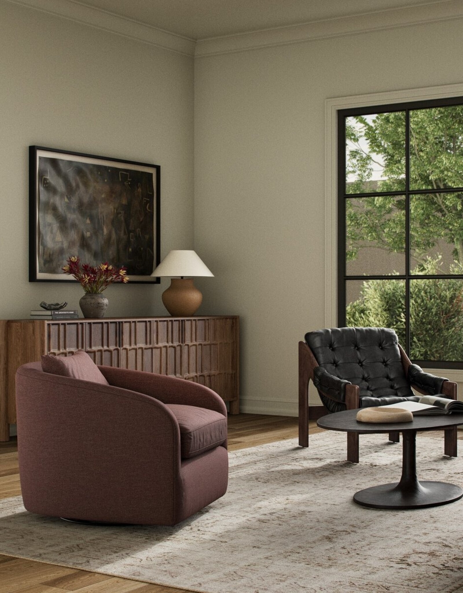 Topanga Swivel Chair, Laughlin Plum