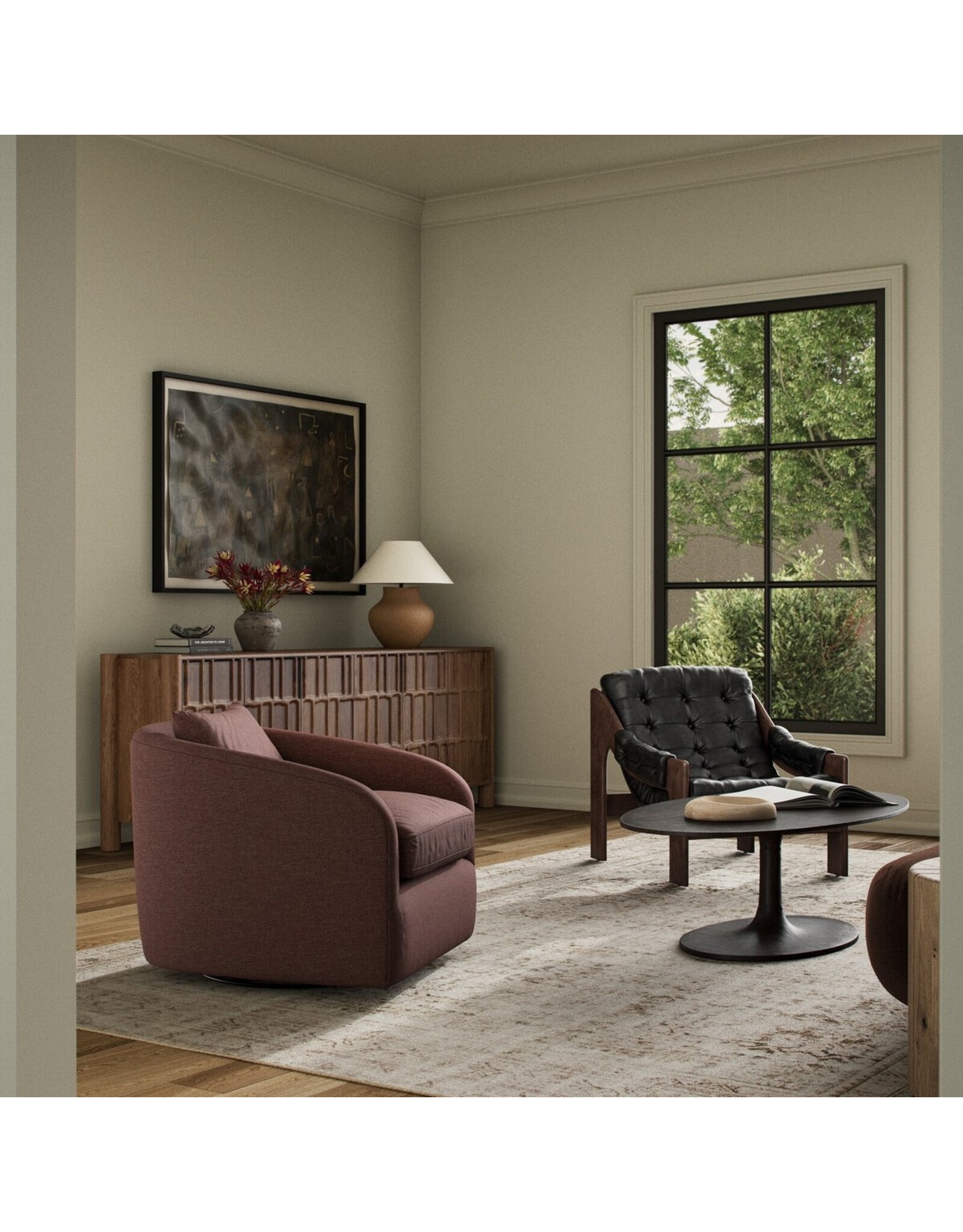 Topanga Swivel Chair, Laughlin Plum
