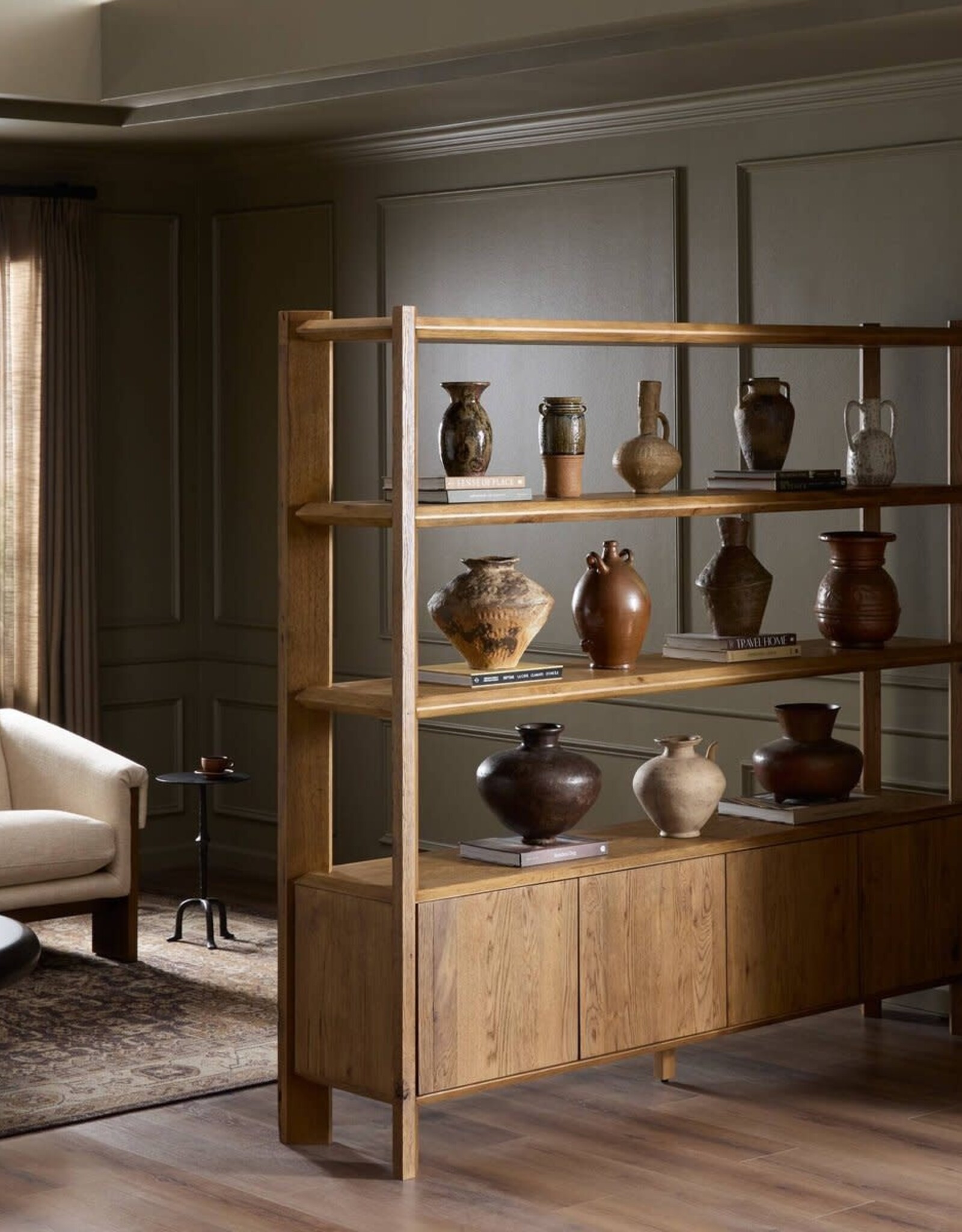 Orwin Wide Bookshelf, Worn Oak