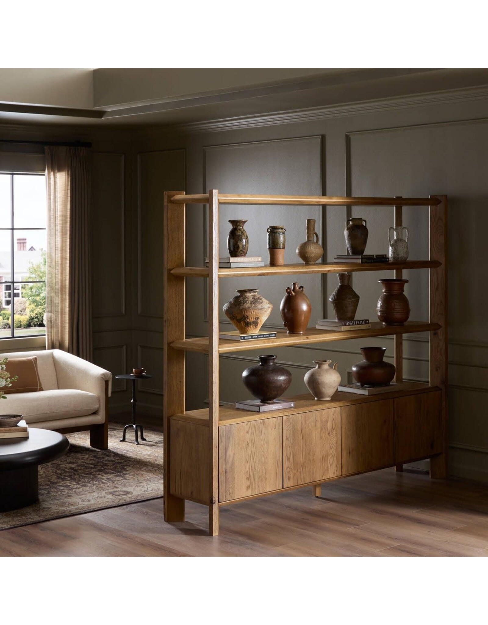 Orwin Wide Bookshelf, Worn Oak