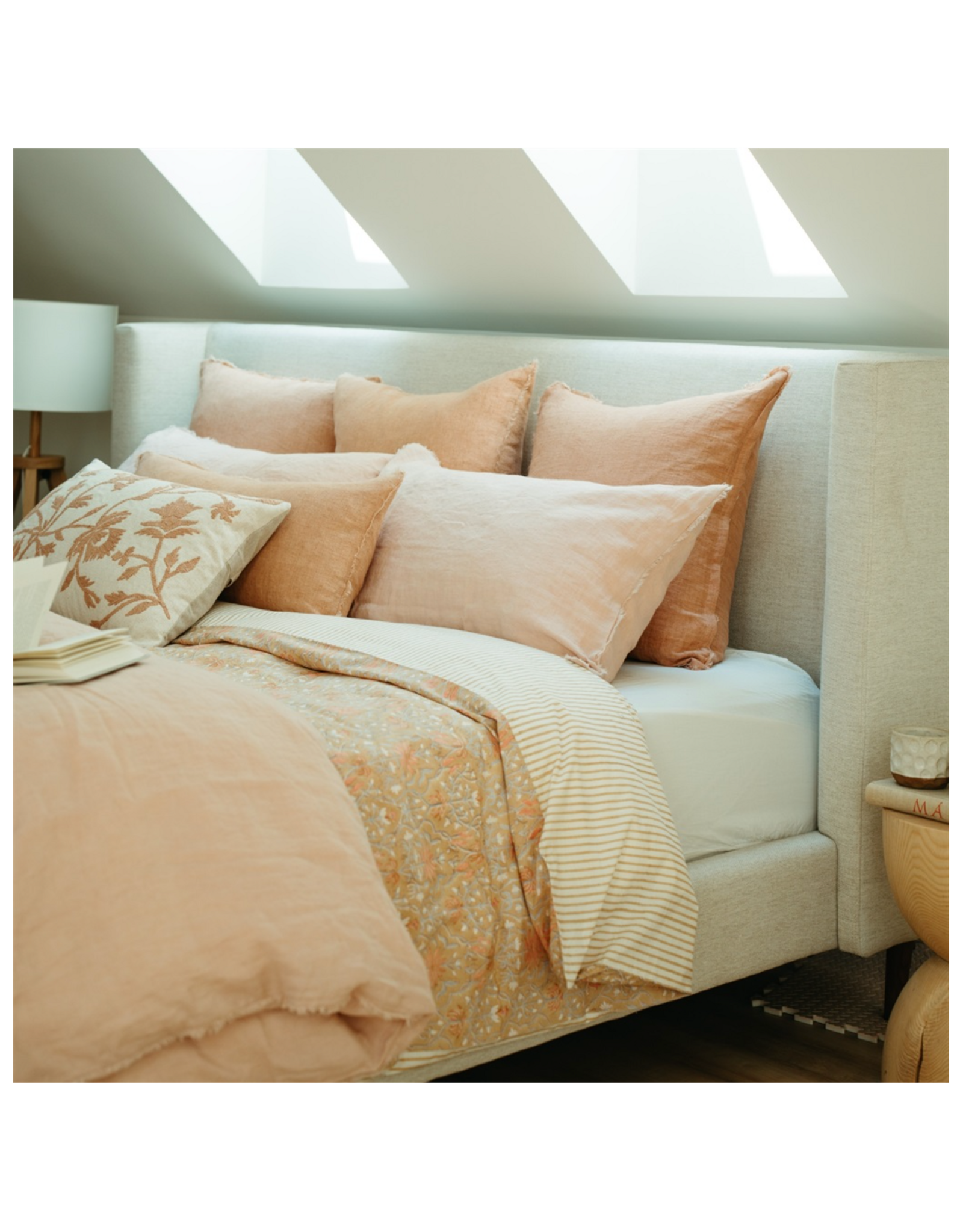 Lina Linen King Duvet Set Peony