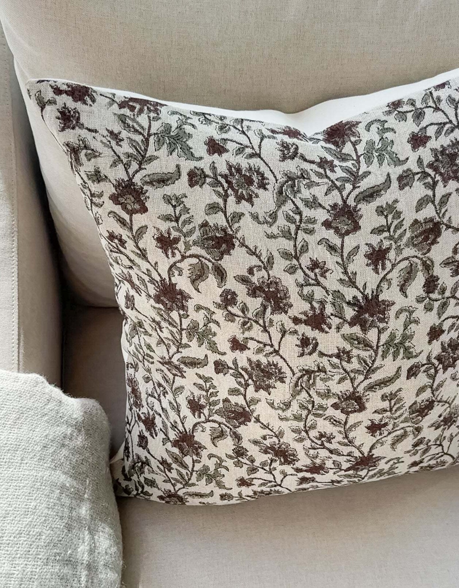 Bridgitt Deep Rose & Sage Floral Pillow 14x20