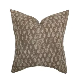 Andie Warm Brown Floral Handblock Pillow Cover