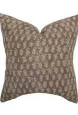 Andie Warm Brown Floral Handblock Pillow Cover