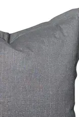 Ethan Flange Charcoal Gray Natural Linen Pillow 22x22