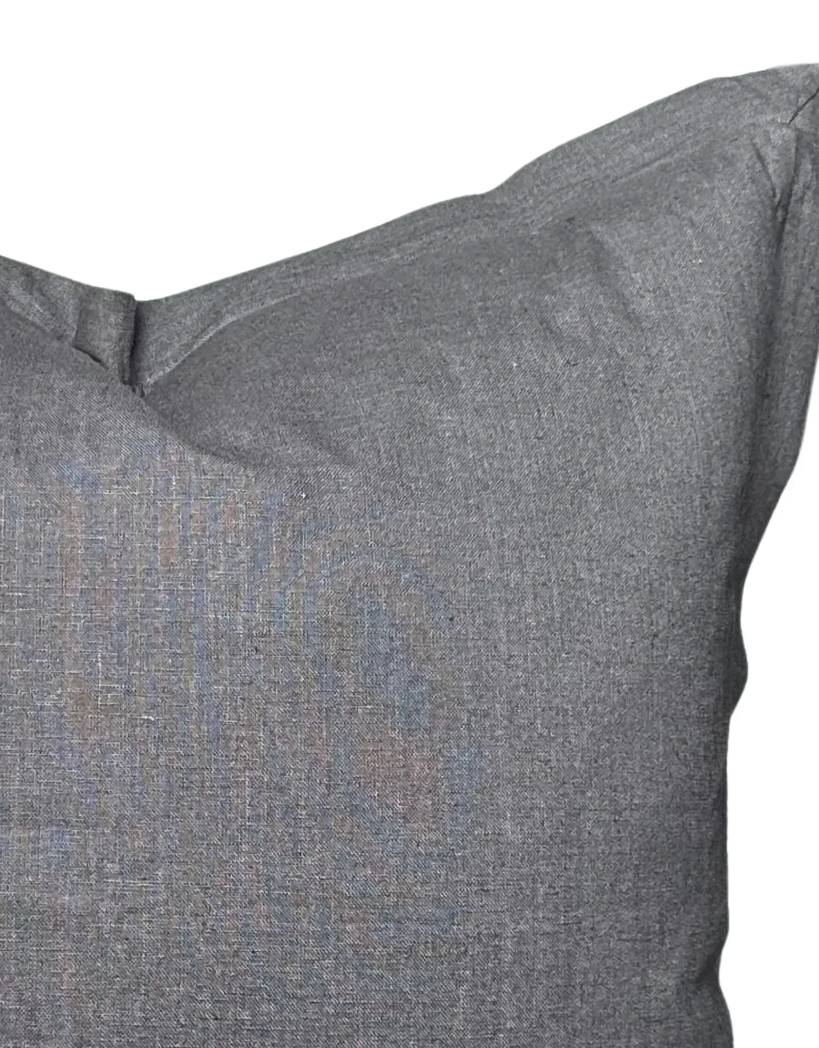 Ethan Flange Charcoal Gray Natural Linen Pillow 22x22
