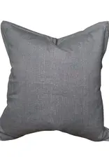 Ethan Flange Charcoal Gray Natural Linen Pillow 22x22