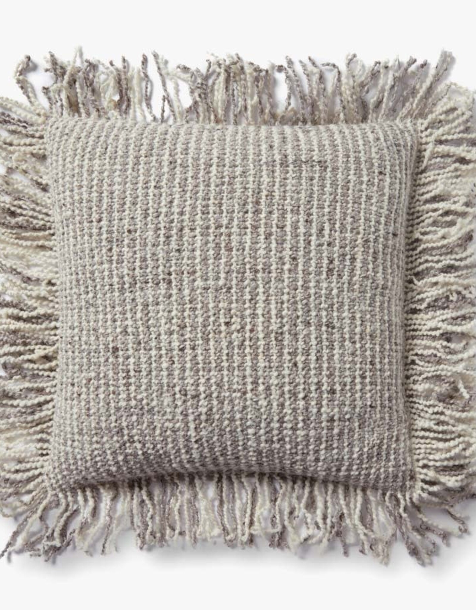 Loloi Fringe Edge Pillow - Ivory / Beige, 22x22