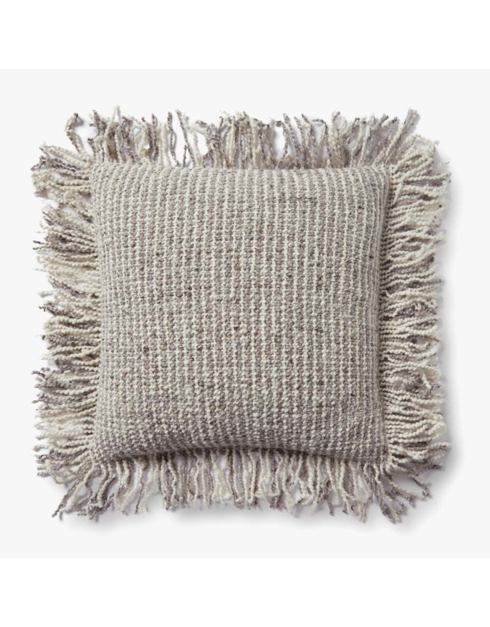 Loloi Fringe Edge Pillow - Ivory / Beige, 22x22