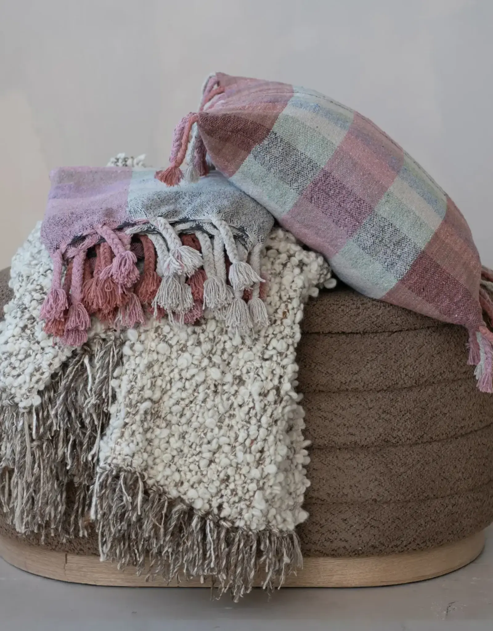 Woven New Zealand Wool Blend Shag Throw w/ Fringe