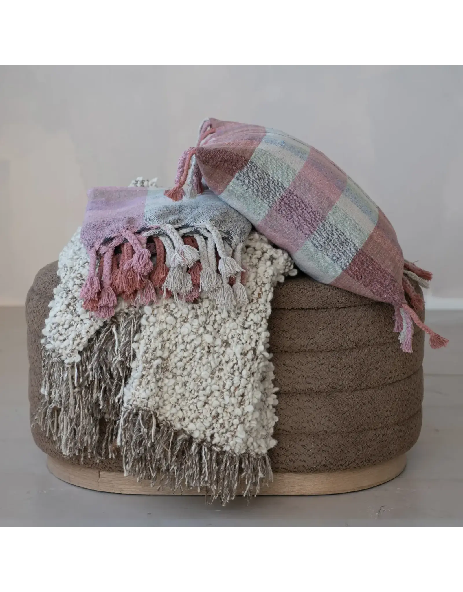 Woven New Zealand Wool Blend Shag Throw w/ Fringe